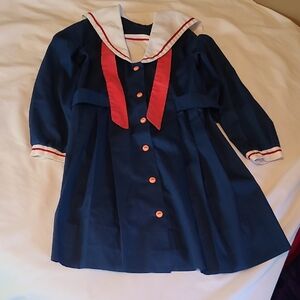 Navy Blue Jandi Classis  Sailor Dress with Red Accents Sz. 6